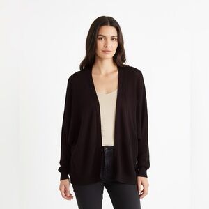 Curlbiuty Black Knit Cardigan Sweater Large Dolman Sleeve